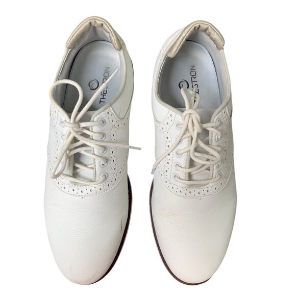 Thestron Mens Size 9 White Faux Leather Lace Up Oxford Golf Course Shoes - Picture 5 of 9